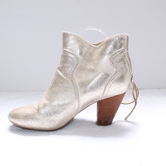 Report Martin Gold Metallic Leather Ankle Boots 8 - Picture 7 of 16